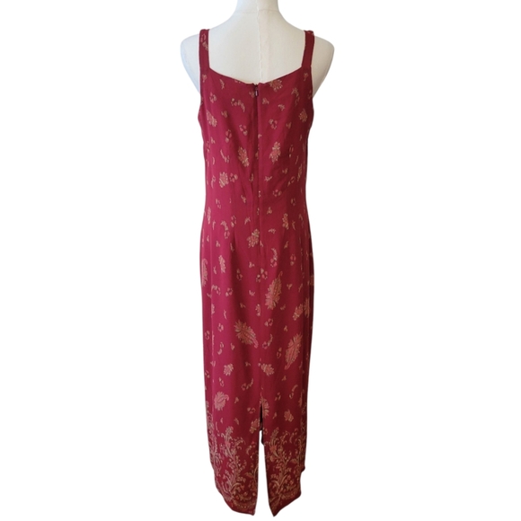 Eddie Bauer Russet Red Sleeveless Floral Maxi Dress Size 10 Petite - Picture 4 of 5